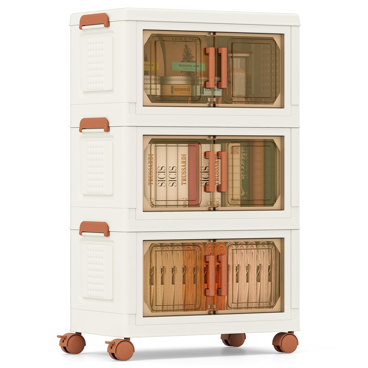 3 or 4 Tier Stackable Storage Bins with Lid & Lockable Wheels