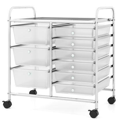 Metal Frame Utility Storage Organizer Cart with 4 Wheels