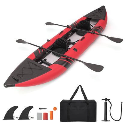 2 Person Inflatable Kayak Set with Aluminum Oars and Padded Seat