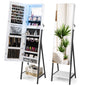 Lockable Floor Jewelry Armoire Organizer with Full Length Mirror