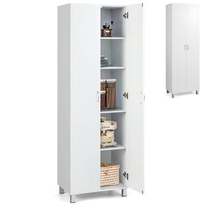 Double Door Tall Storage Cabinet with Adjustable Shelf and Anti tilt Design