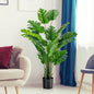 GiantexUK 2PCS Artificial Monstera Plants, Fake Decorative Trees with Cement Pot and 15 PEVA Leaves (152cm, 2 Pack, Green)