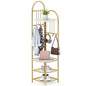 Corner Hall Tree 4 Tier Coat Rack with Storage Bench and Hooks
