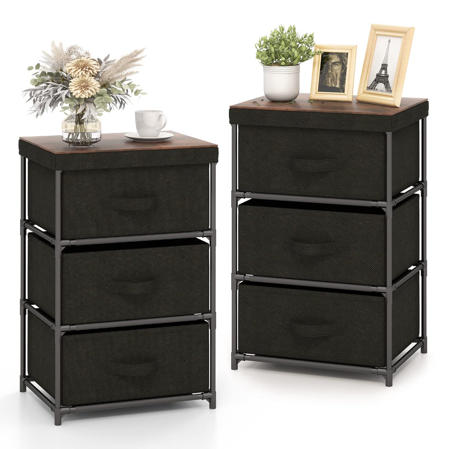 Fabric Storage Organizer Tower Unit with Removable Lid