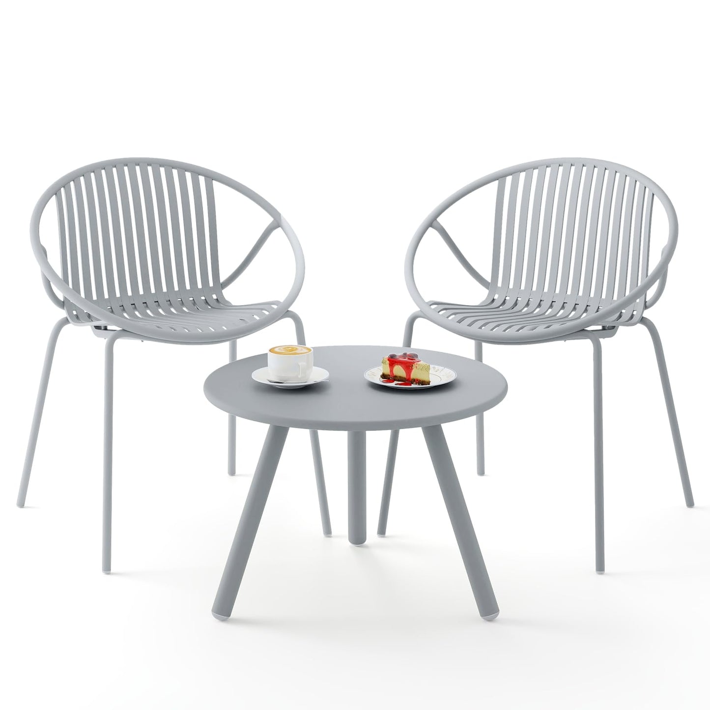 All Weather PP Patio Conversation 3 Pieces Bistro Set with Round Coffee table