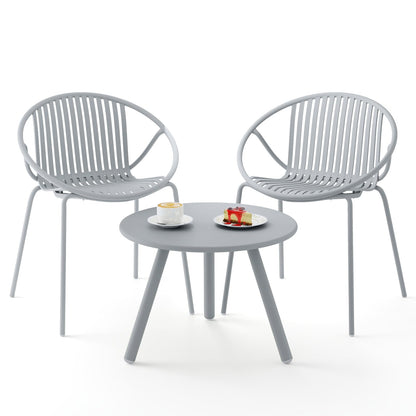 All Weather PP Patio Conversation 3 Pieces Bistro Set with Round Coffee table