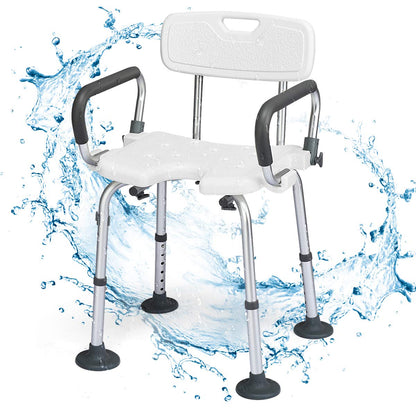 Height Adjustable Tub Shower Seat with U-Shaped Seat and Shower Buckle