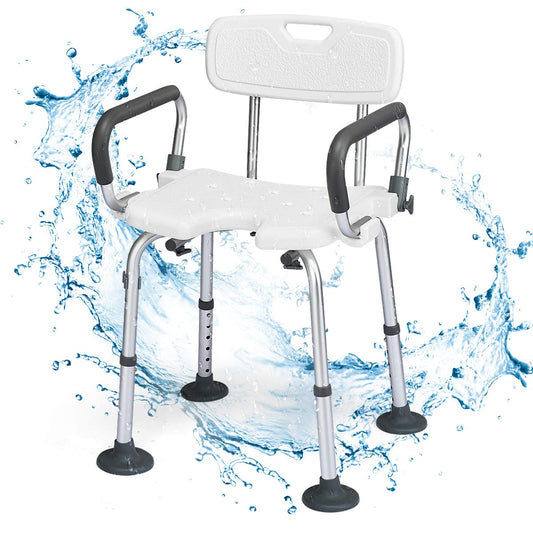 Height Adjustable Tub Shower Seat with U-Shaped Seat and Shower Buckle