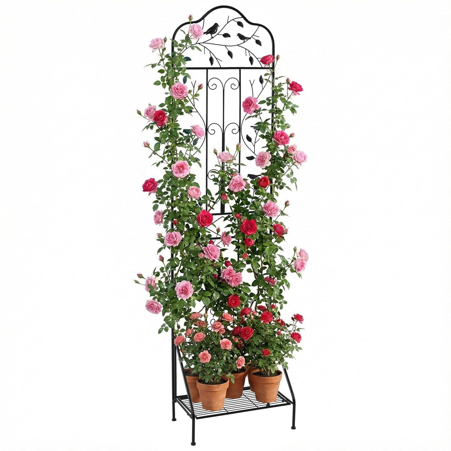 Garden Trellis with Foldable Shelf and Anti-Tipping Device