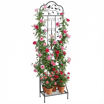 Garden Trellis with Foldable Shelf and Anti-Tipping Device