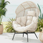Oversized Wicker Egg Chair with Thick Cushions and Headrest