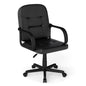 Leather Office Chair PU Upholstered Swivel Chair with Ergonomic Back and Curved Armrests