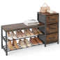 Industrial Shoe Bench with 3 Removable Drawers and Anti-Toppling Kits for Entryway