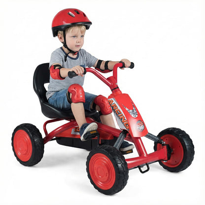 Kids Pedal Go Kart, Ride On Racer with 2-Position Seat