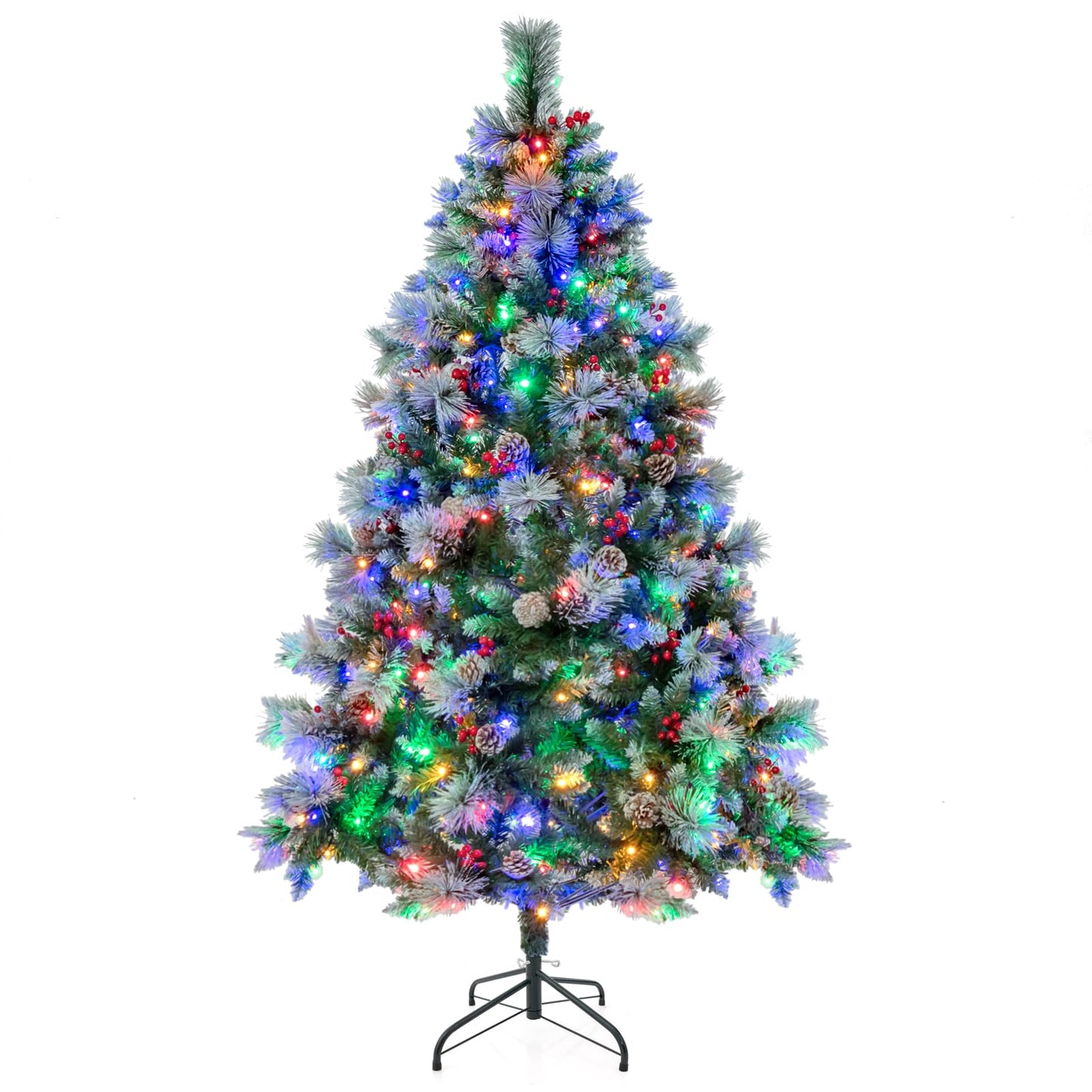 185/215cm Pre-Lit Artificial Christmas Tree with 11 Lighting Modes and 350 LED Lights