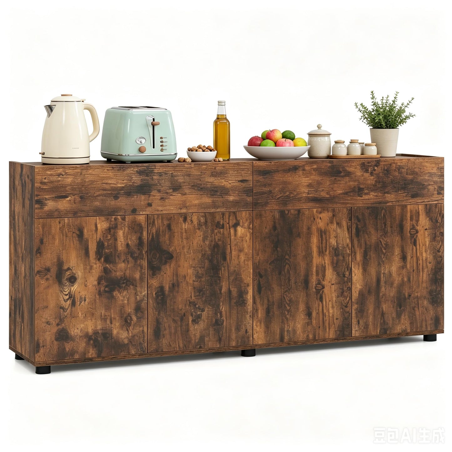 160cm Large Buffet Sideboard, 4 Door Storage Cabinet