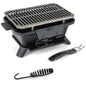 Cast Iron Charcoal Grill, Tabletop Barbecue Grill with Double-Sided Grilling Net