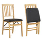 Folding Dining Chair Set of 2 with Rubber Wood Frame and Padded Seat