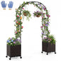 Garden Arch with Planter Box, 2M Metal Pergola Arbor Trellis with Self-Watering System