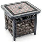 55cm All-Weather Square Patio Rattan Side Table with Umbrella Hole