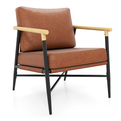 PU Leather Accent Chair with Removable Back Pillow