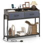Console Table with Charging Station 110cm Entryway Table with 2 Drawers