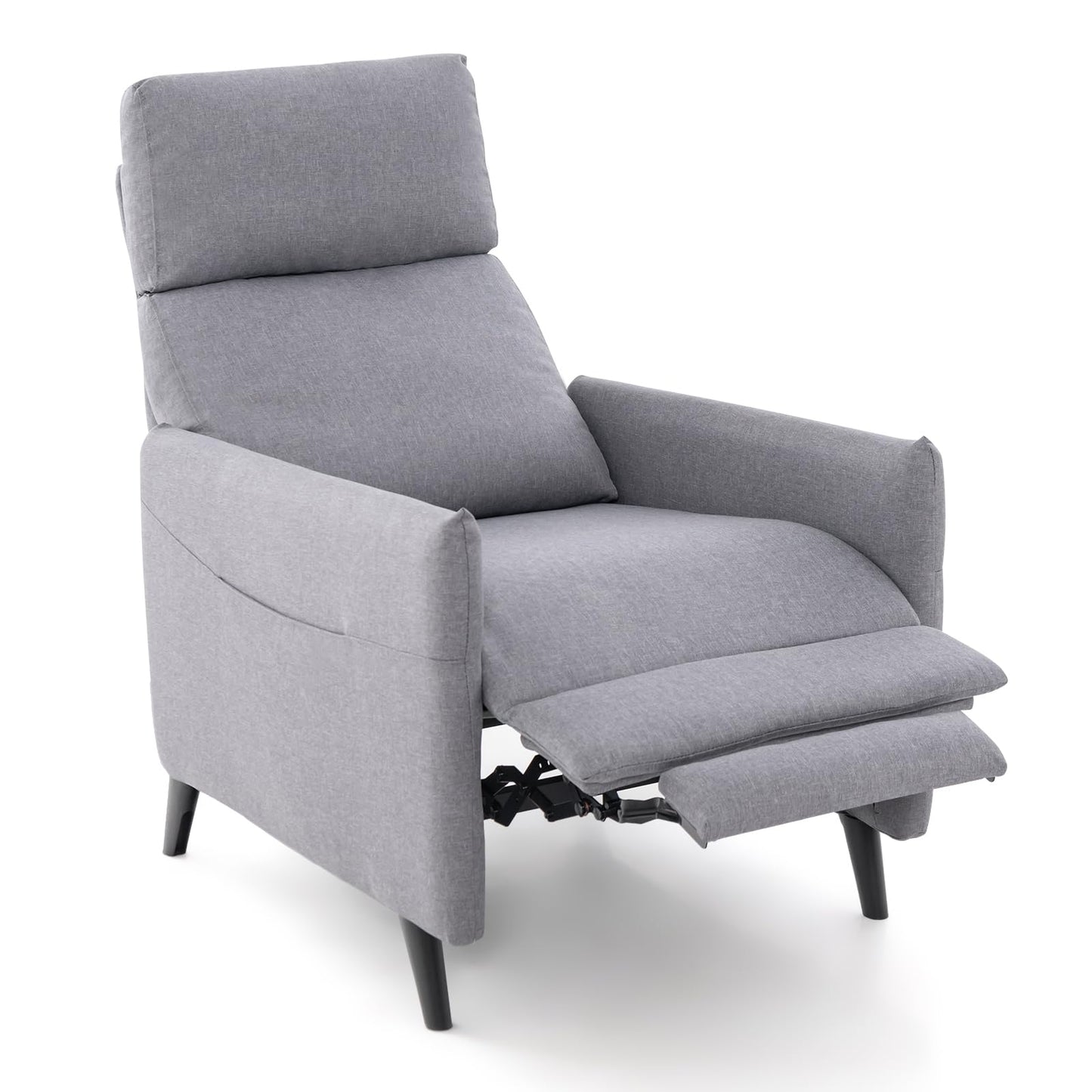 Linen Fabric Push Back Recliner Armchair with Adjustable Backrest and Footrest