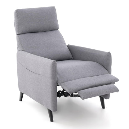 Linen Fabric Push Back Recliner Armchair with Adjustable Backrest and Footrest