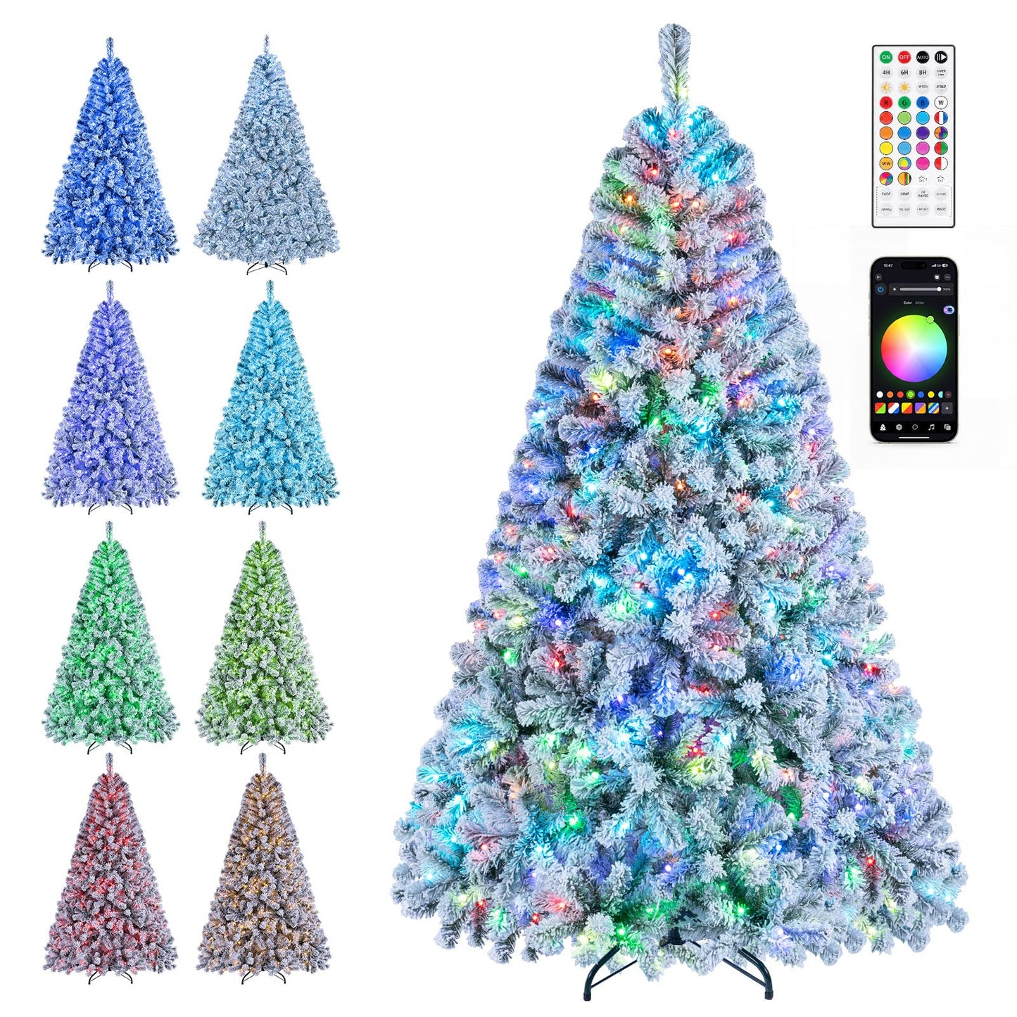 6FT Pre-lit Christmas Tree with 300 RGB LED Lights