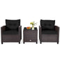 Metal Frame Garden Coffee Table and Sofa Chairs Set with Cushions