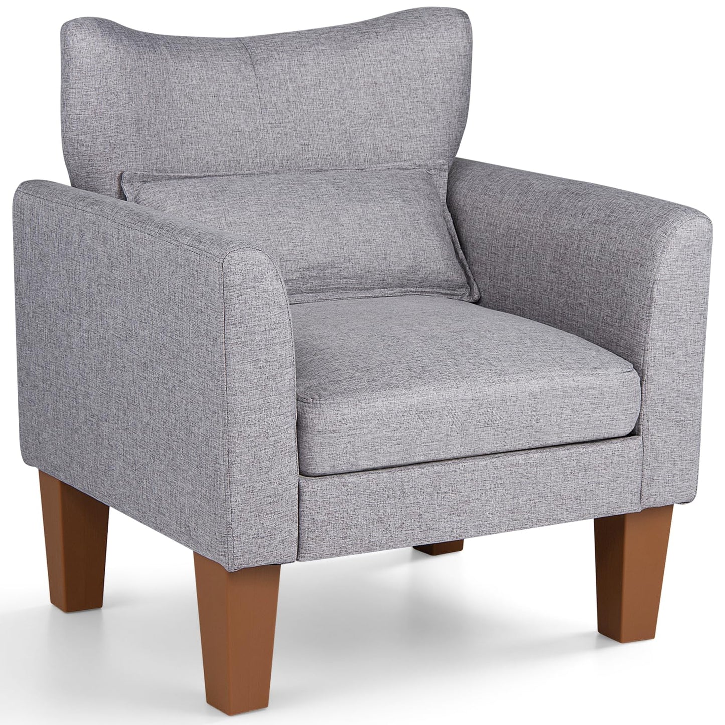 Wingback Armchair, Linen Fabric Accent Chair with Pillow