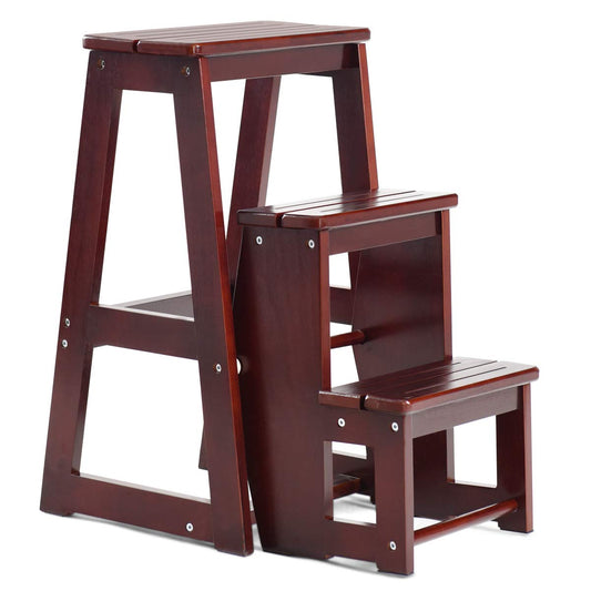 Folding 3 tier Step Stool Wooden Folding Stepladder Shelf