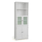 Freestanding Storage Cabinet with Tempered Glass Door and Open Shelves
