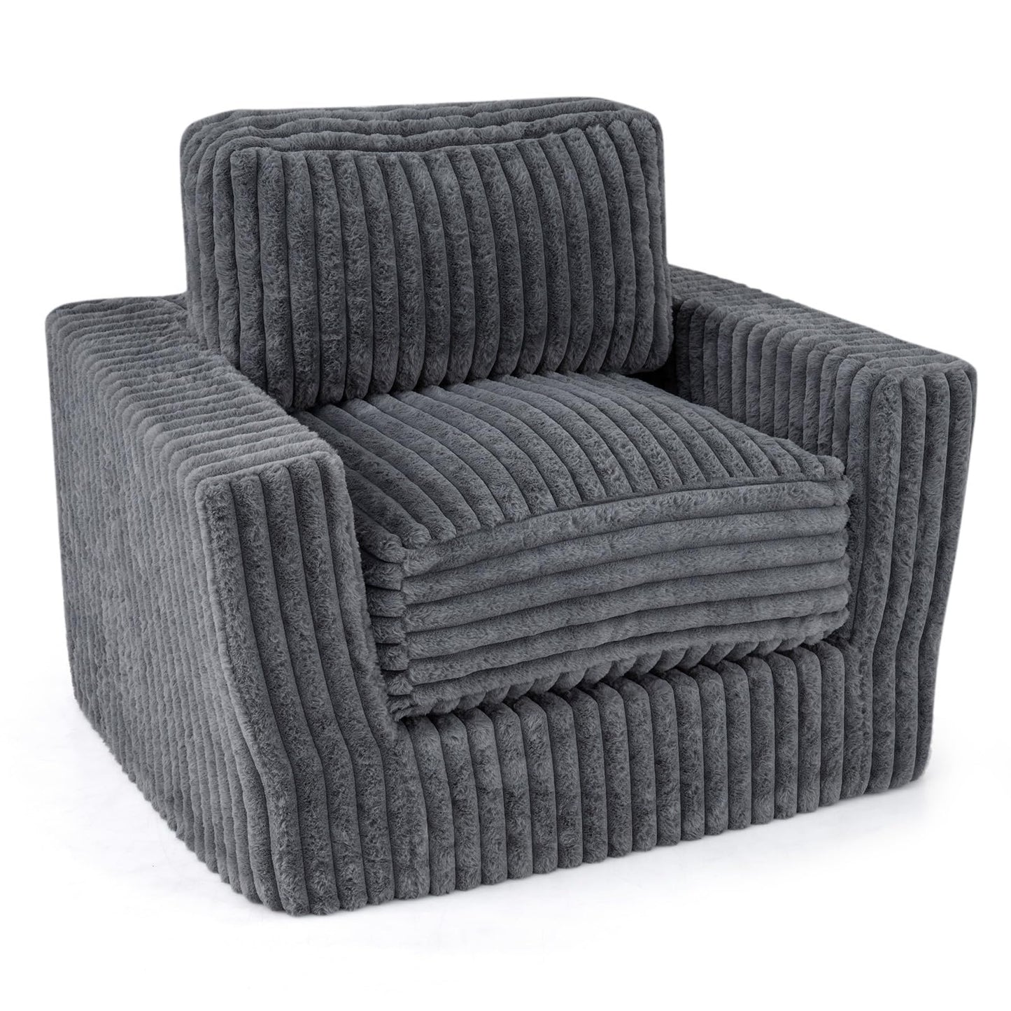 Furry Boneless Couch for Small Spaces with Removable Cover and Pillow