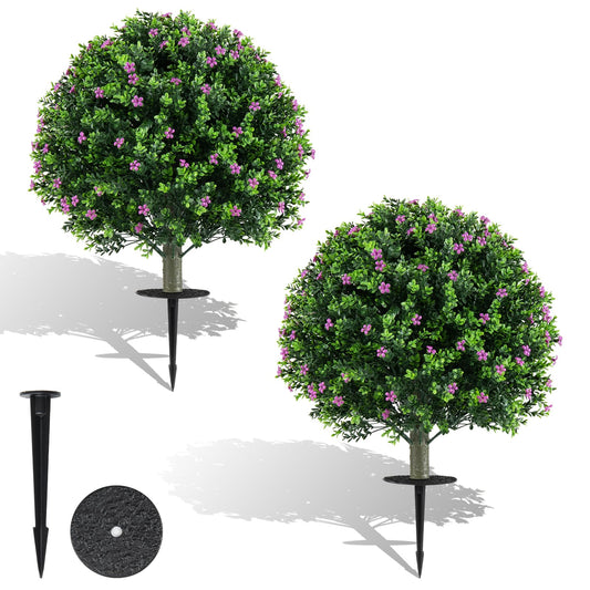Indoor Outdoor Sun-proof Fake Floral Greenery Topiary Plants（Purple Flowers）
