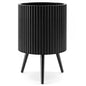 Plant Pot with Stand, 35/42cm Metal Fluted Flower Planter