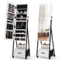 Mobile Standing Lockable Jewelry Cabinet with Full Length Mirror