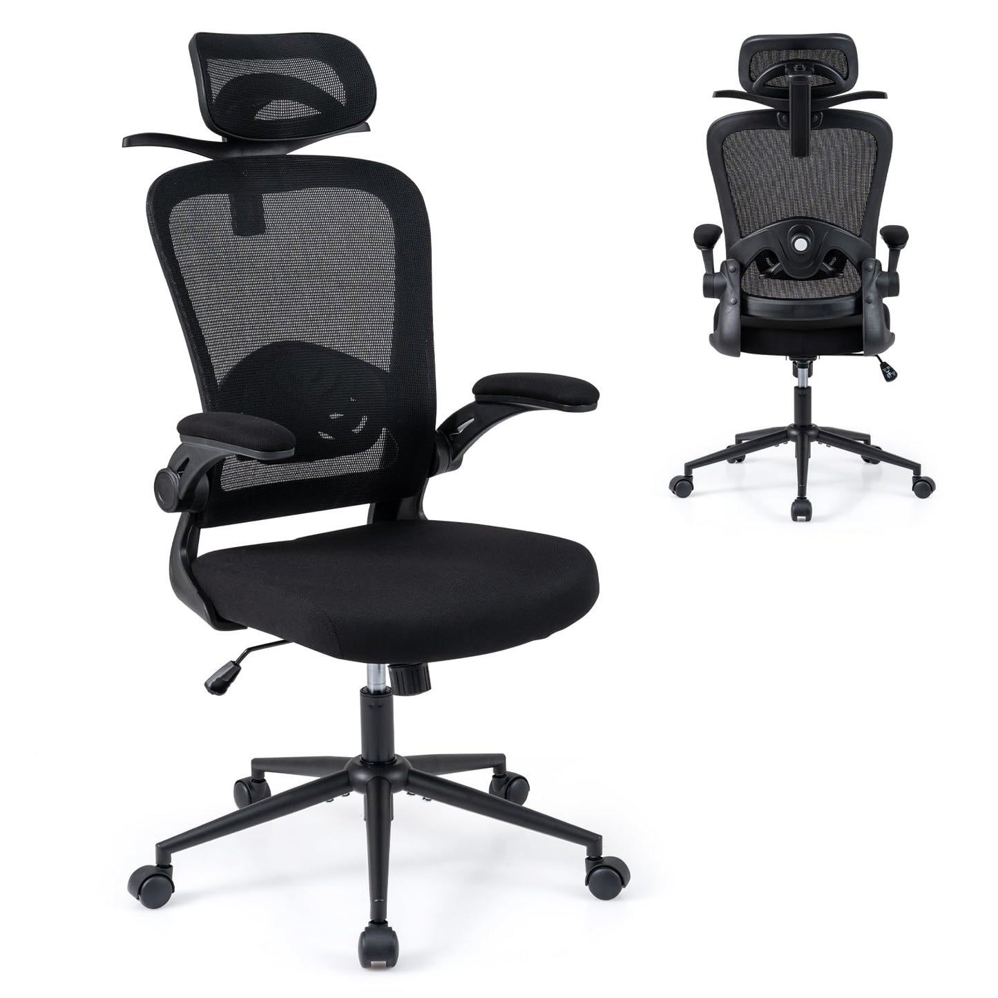 Ergonomic Mesh Office Chair with 3D Headrest and Adjustable Lumbar