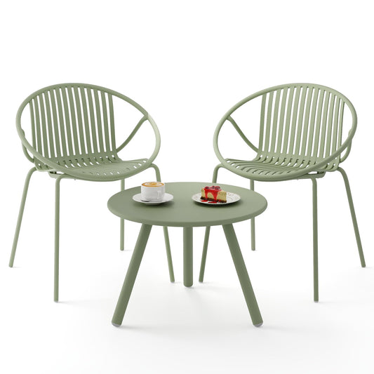 All Weather PP Patio Conversation 3 Pieces Bistro Set with Round Coffee table