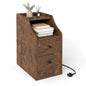 End Table with Charging Station & Storage Drawers for Small Space Living Room Bedroom