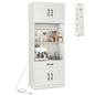 Kitchen Pantry Cabinet with Charging Station 168 cm Tall Cupboard with 4 Doors and 2 Adjustable Shelves