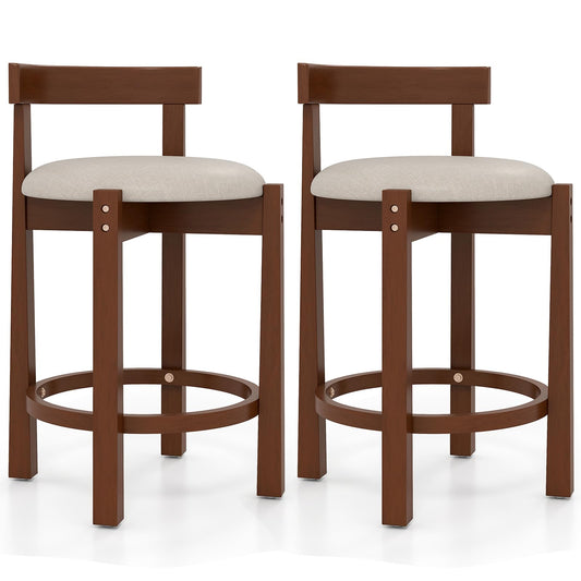 62cm Counter Height Bar Stools Set of 2 with Backrests and Footrests