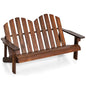 Kids 2-Seat Fir Wood Adirondack Chair with High Backrest