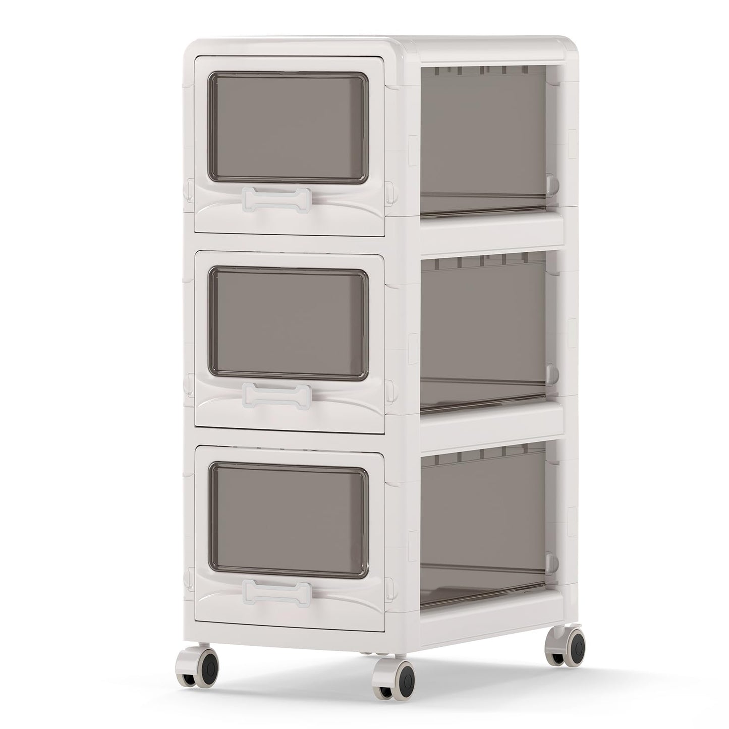 Slim Bathroom Floor Cabinet with 3/4/5 Drawers on Wheels (3-Tier) | Narrow Bathroom Storage Unit