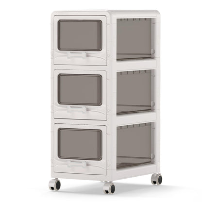 Slim Bathroom Floor Cabinet with 3/4/5 Drawers on Wheels (3-Tier) | Narrow Bathroom Storage Unit