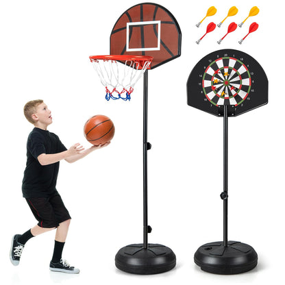 2-in-1 Toddler Kids Basketball Hoop with Dart Board