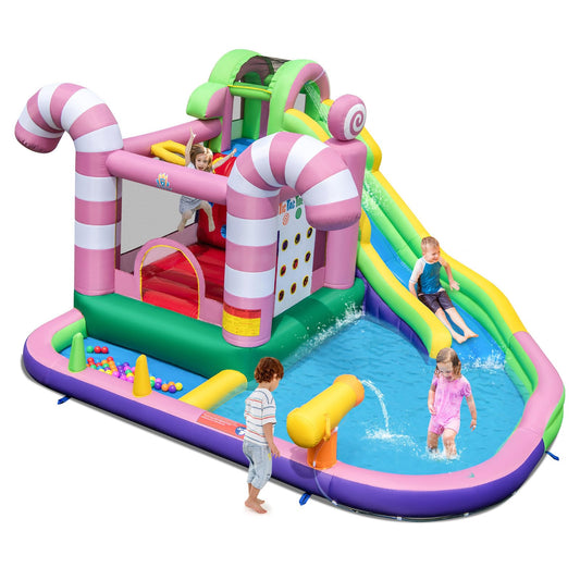 Kids Inflatable Water Park with Slide Blow up Bouncy Castle House for Summer Outdoor Play
