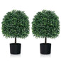 2 Piece Artificial Boxwood Topiary Ball Tree with UV Rated Leaves and 343 White Fruits