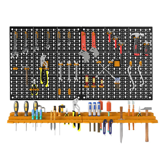 Wall Tool Storage Kit with 2 Storage Shelves and 50 Hooks
