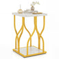 2-Tier Sofa Side Table, Faux Marble End Table with Storage Shelf
